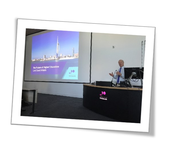 Picture of Lord David Willetts speaking at the University of Portsmouth